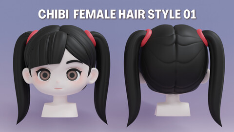 ArtStation - Chibi Female Hair Style 15
