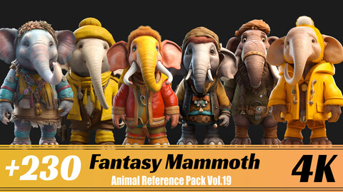 +230 Fantasy Mammoth | 4K | Animal Reference Pack Vol.19