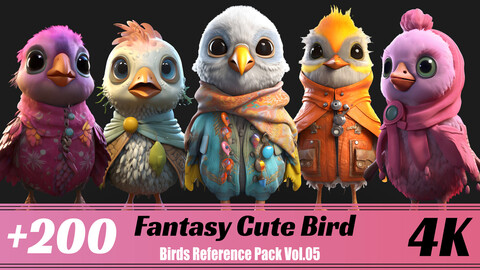 +200 Fantasy Cute Bird | 4K | Birds Reference Pack Vol.05