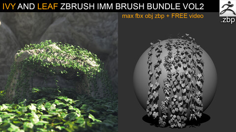 Ivy and Leaf zbrush IMM brush bundle v2