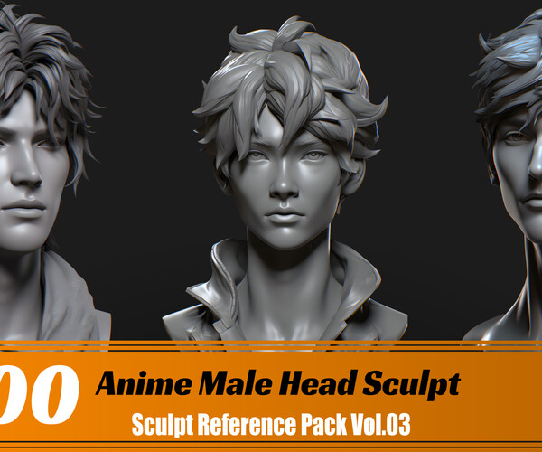 ArtStation - 300 Anime Male Head Sculpt - Adult and Old Reference Pack | 4K  | v.24