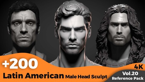 +200 Latin American Male Head Sculpt (4K)