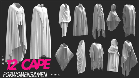 12 Cape MODELS for female and male / Marvelous Designer / CLO 3D