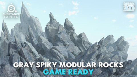 Gray Spiky Modular Rock 230715