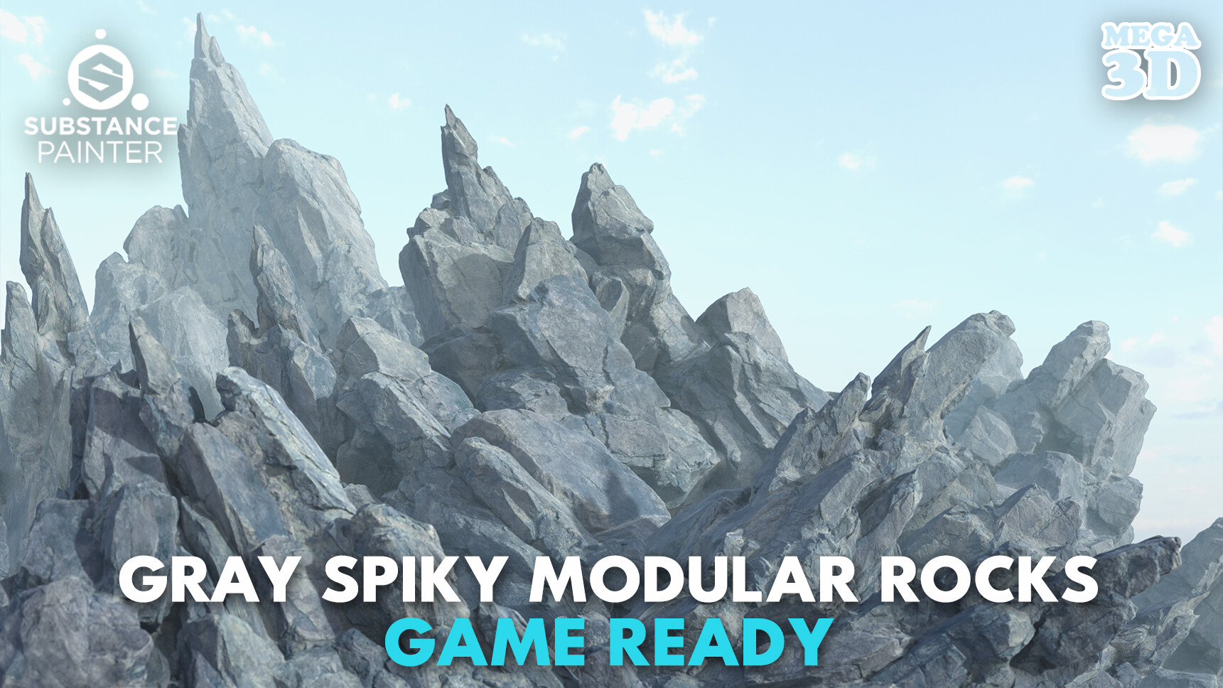 ArtStation - Gray Spiky Modular Rock 230715 | Game Assets