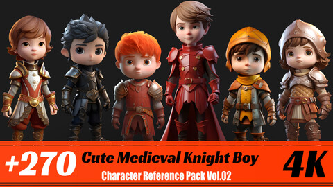 +270 Cute Medieval Knight Boy  | 4K | Character Reference Pack Vol.01