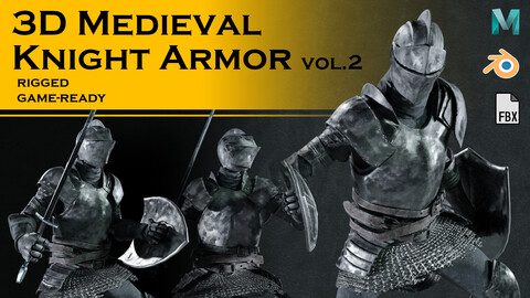 game-ready rigged realistic medieval knight vol_2