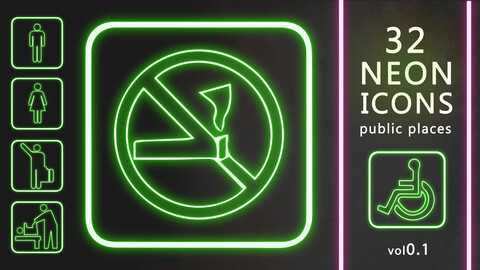 32 Public Place Neon icons