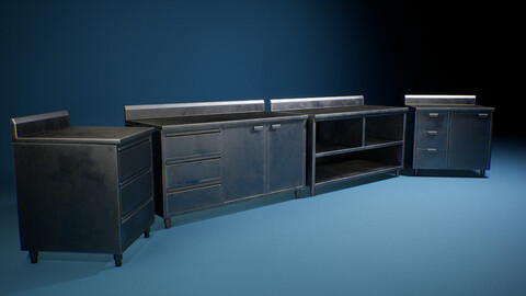 Commercial Restaurant Steel Cabinet Pack UE4/Unity