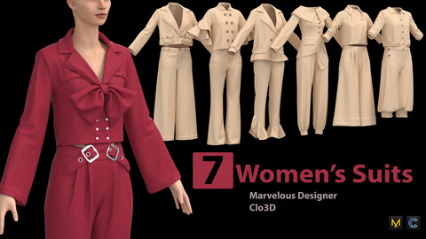 7 Women's Suit + Zprj +Obj + Fbx