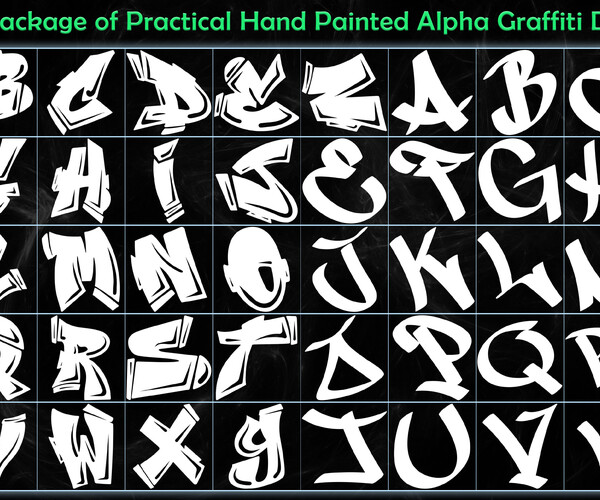 ArtStation - 620 Hand Painted Alpha Graffiti Designs (MEGA Pack) - Vol ...