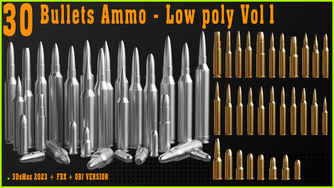 30 Bullets Ammo - Base Mesh - Low poly Vol 1