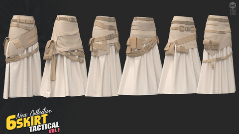 6 models of male's skirt tactical vol1 / marvelous & clo3d / OBJ / FBX