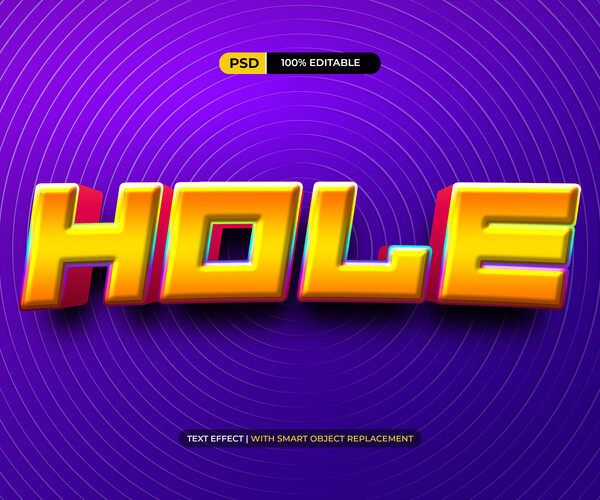 ArtStation - 3D Hole. PSD fully editable text effect. Layer style PSD ...