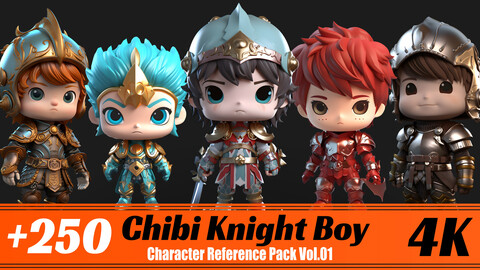 +250 Chibi Knight Boy | 4K | Character Reference Pack Vol.01