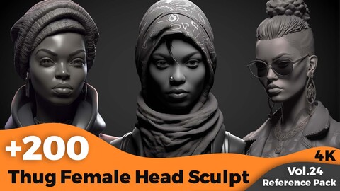 +200 Thug Female Head Sculpt(4k)