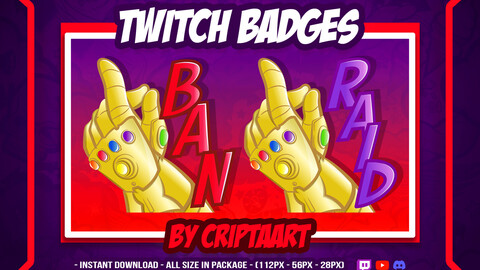 Twitch Emote x 2 | The Gauntlet Thanos | Ban Emote | Raid Emote | Avengers | Stream Emote | Infinity Gems