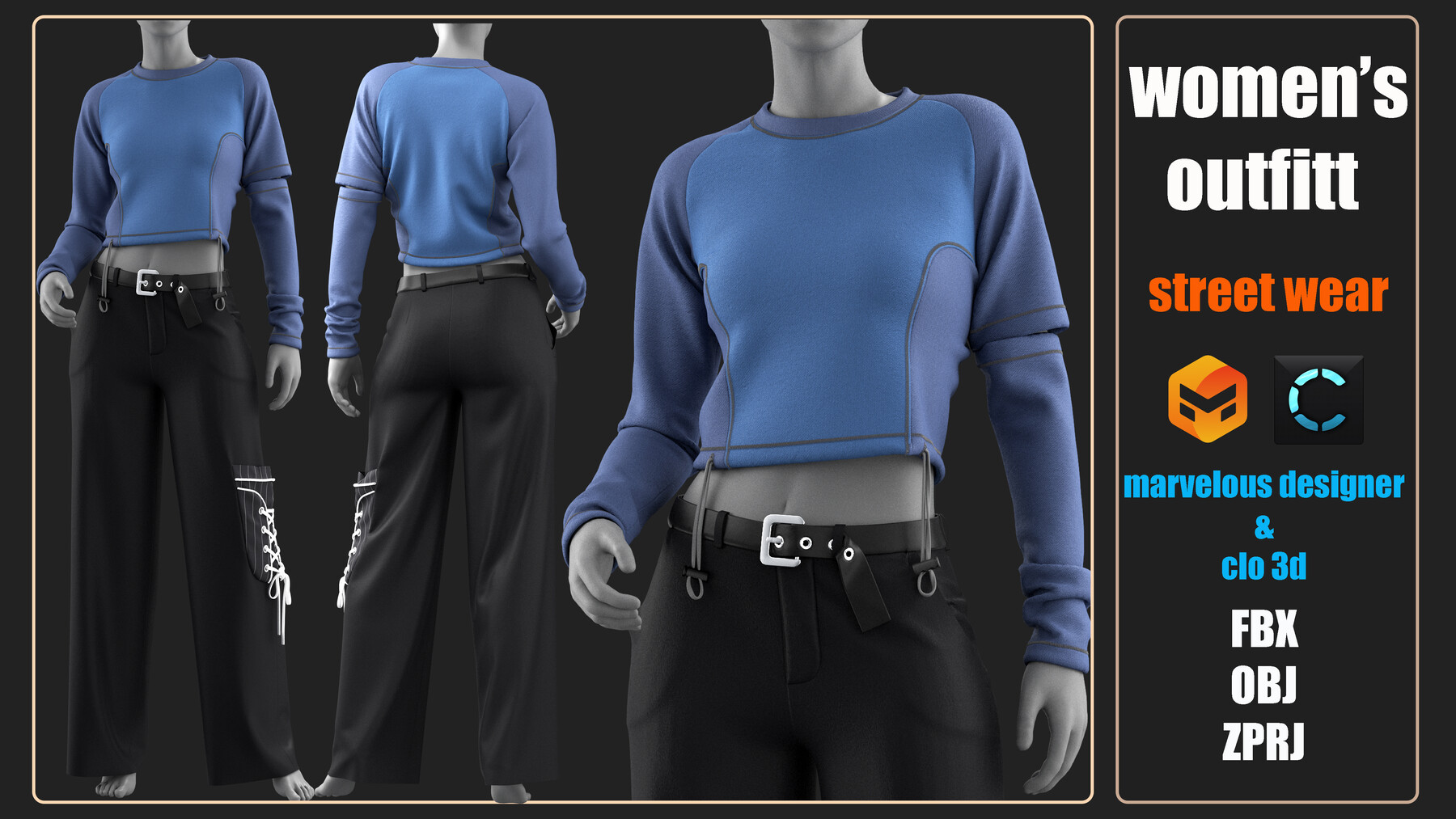 ArtStation - women's outfit 2 | Game Assets