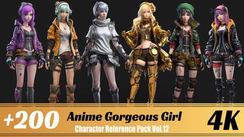 +200 Anime Gorgeous Girl | 4K | Character Reference Pack Vol.12