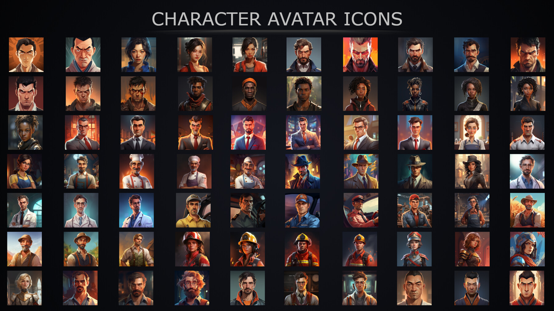 2D Game Style, Character Avatar Icons Mega Pack V1