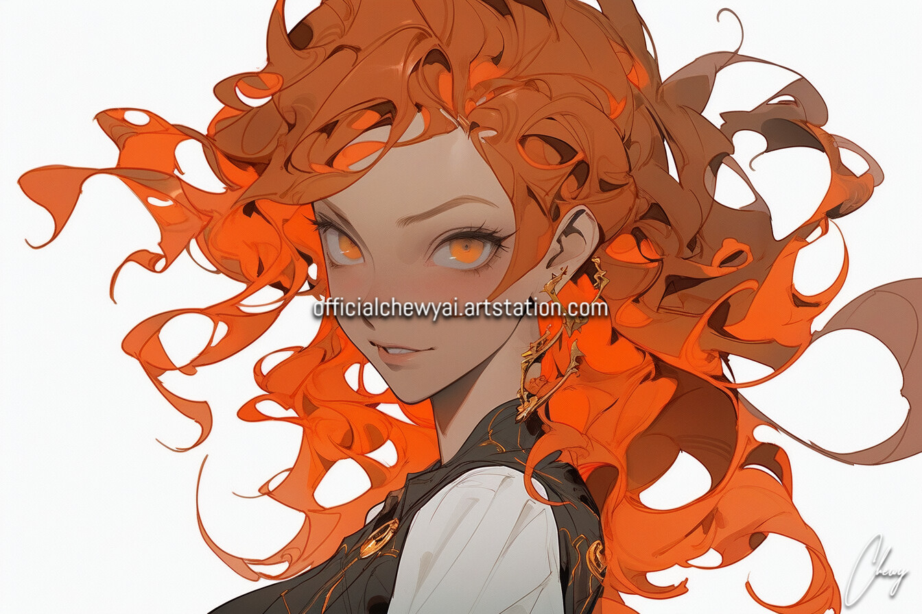 ArtStation - Curly Haired Anime Girls