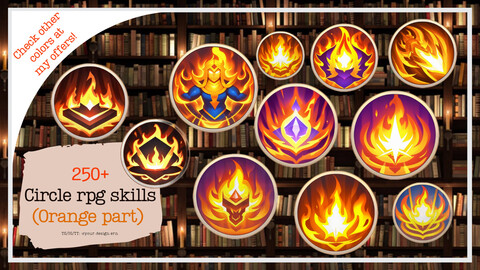 250+ Circle Skill Icons Pack - Orange Edition