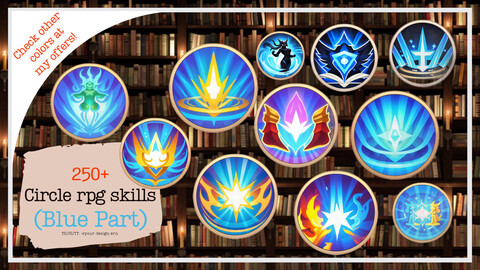 250+ Circle Skill Icons Pack - Blue Edition