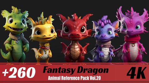 +260 Fantasy Dragon | 4K | Animal Reference Pack Vol.20