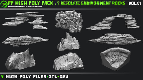 FP High Poly Pack 9 : Desolate Environment Rocks Vol 01