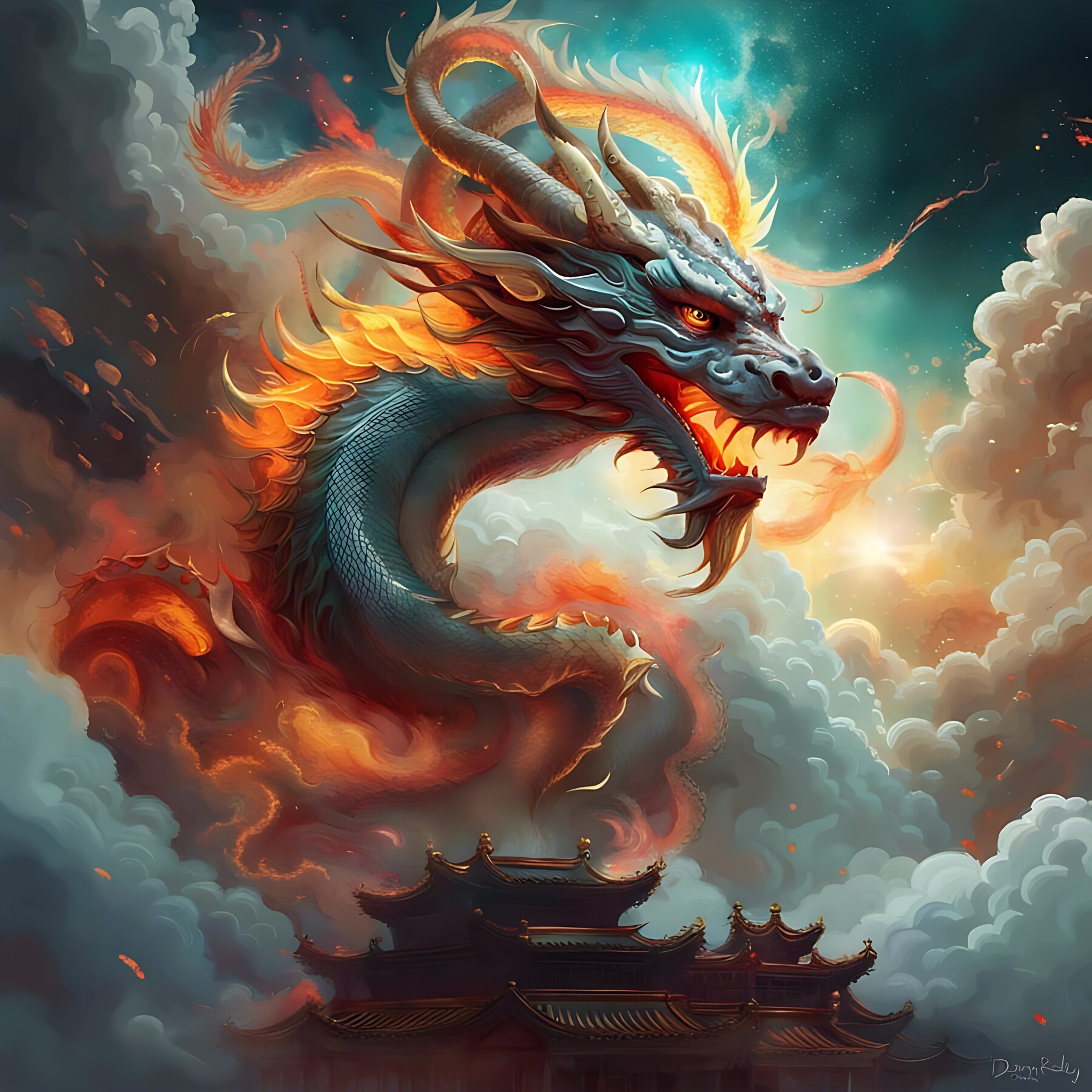 ArtStation - Package of 10 ai art of Chines dragons in the sky | Artworks