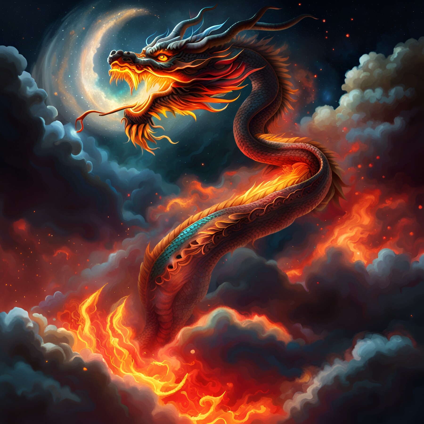 ArtStation - Package of 10 ai art of Chines dragons in the sky | Artworks