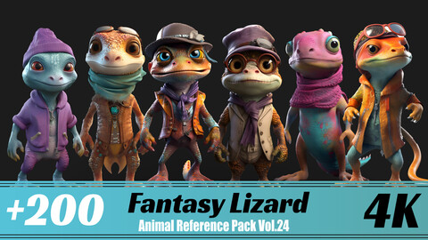 +200 Fantasy Lizard | 4K | Animal Reference Pack Vol.24