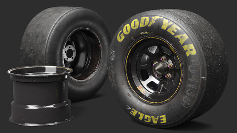 NASCAR Wheel Worn. Low Poly