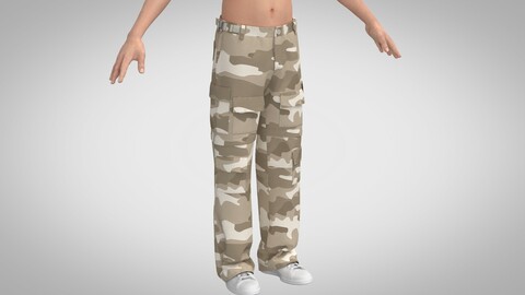 Baggy Cargo Pants, Marvelous Designer, Clo +obj, fbx