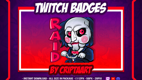 Twitch Emote / Saw / Horror Emote / Discord / Raid Emote/ Halloween / Billy / Jigsaw