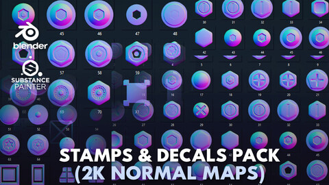 300 Substance Painter Stamp & Decals (2k normal maps)