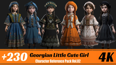 +230 Georgian Little Cute Girl | 4K | Character Reference Pack Vol.02