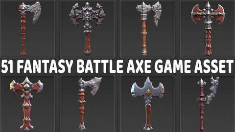 51 Fantasy Battle Axe Game Asset