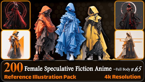 200 Female Speculative Fiction Anime (Full Body) Reference Pack | 4K | v.65