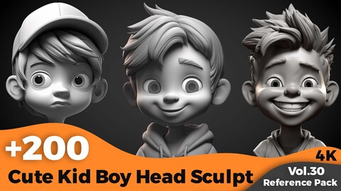 +200 Cute Kid Boy Head Sculpt(4k)