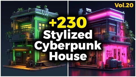 +230 Stylized Cyberpunk House