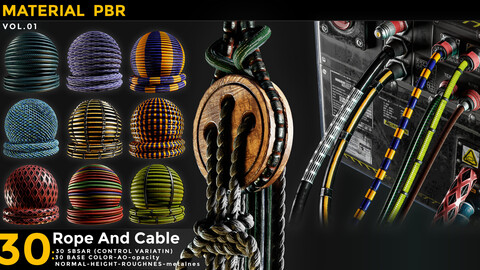 30 rope and cables material - sbsar-4k - seamles