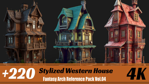 +220 Stylized Western House | 4K | House Reference Pack Vol.04