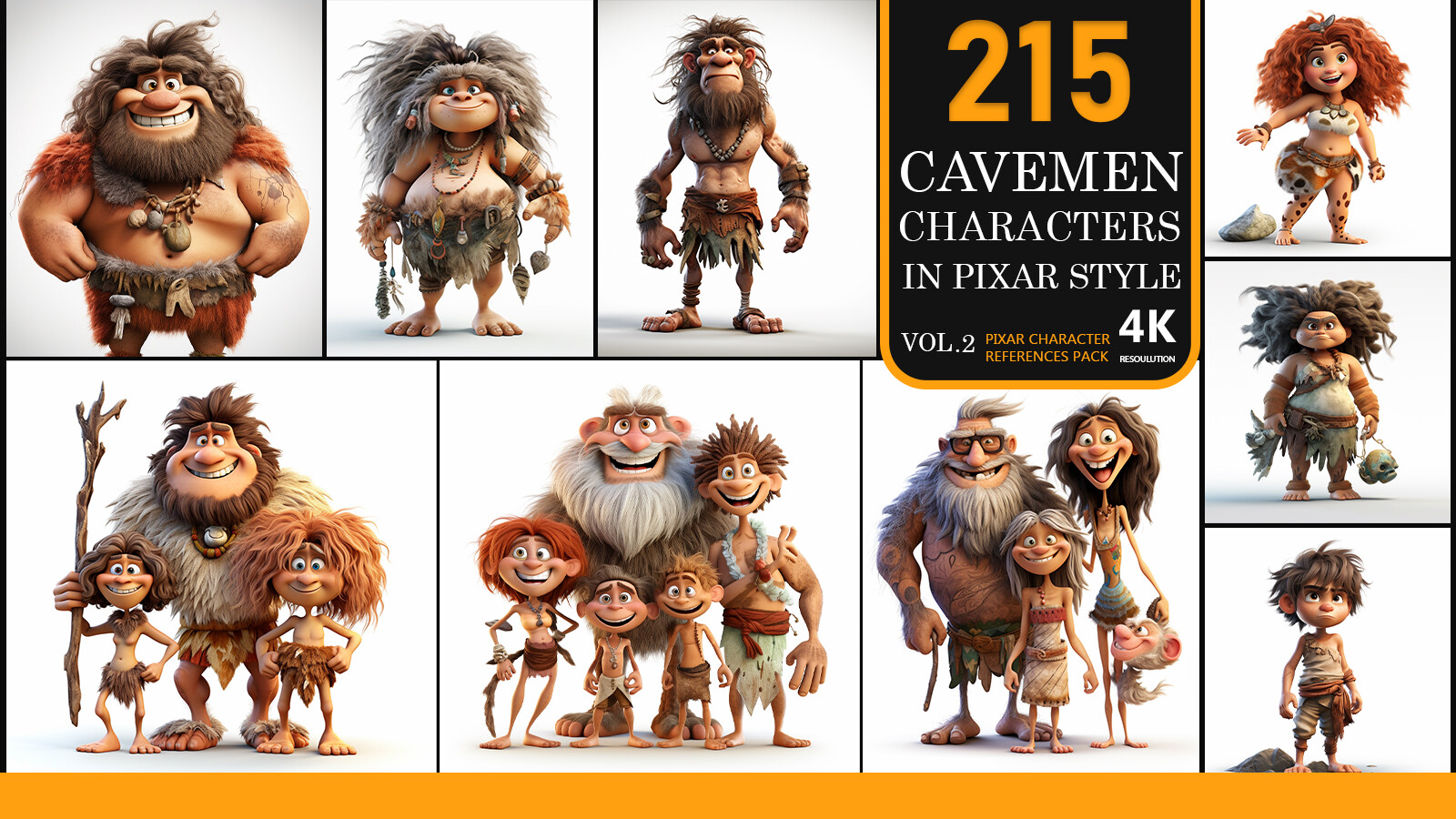 ArtStation - Cavemen Characters In Pixar Style Vol.2-4K Pixar Character ...