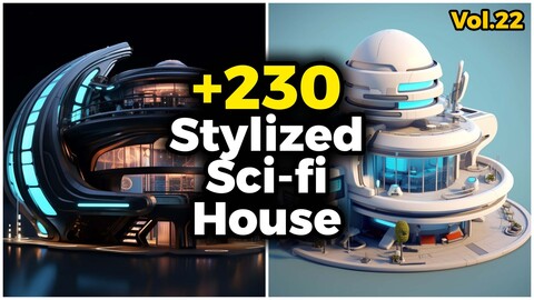 +230 Stylized Sci-fi House Concept (4k) | Vol_22