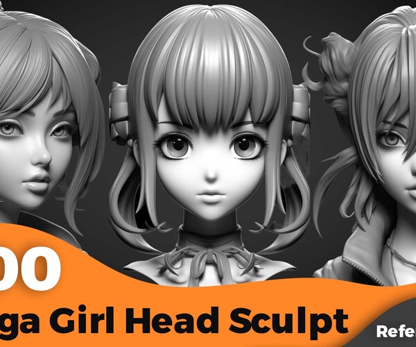 Artstation 200 Manga Girl Head Sculpt4k Artworks 9203