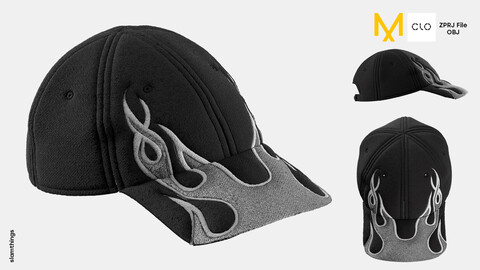 Streetwear Yeezy Gap Flame Cap #001 - Clo 3D / Marvelous Designer + FBX / DIGITAL FASHION / HYPEBEAST / FUTURE FASHION