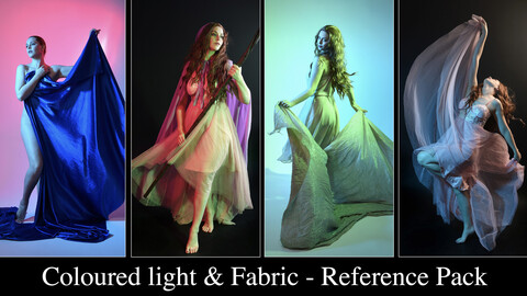 x150  Coloured light and fabric - pose reference pack