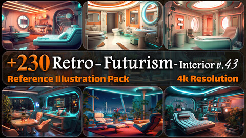 230 Retro-Futurism Environment - Interior Reference Pack | 4K | v.43