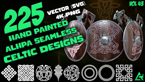 225 Hand Painted Alpha Celtic Designs - Vol 43